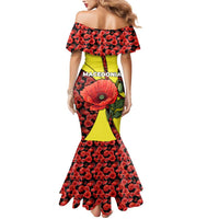 Macedonia Mermaid Dress with Red Poppy Flower and Curved Panel Design - Wonder Print Shop