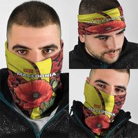Macedonia Neck Gaiter with Red Poppy Flower and Curved Panel Design TS04