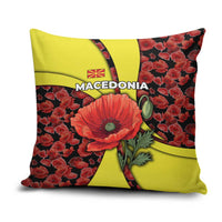 Macedonia Pillow Cover with Red Poppy Flower and Curved Panel Design - Wonder Print Shop