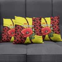 Macedonia Pillow Cover with Red Poppy Flower and Curved Panel Design - Wonder Print Shop