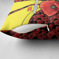 Macedonia Pillow Cover with Red Poppy Flower and Curved Panel Design - Wonder Print Shop