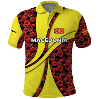 Macedonia Polo Shirt with Red Poppy Flower and Curved Panel Design - Wonder Print Shop