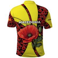 Macedonia Polo Shirt with Red Poppy Flower and Curved Panel Design - Wonder Print Shop