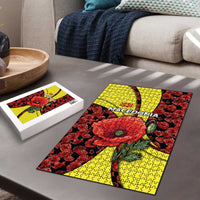 Macedonia Puzzle with Red Poppy Flower and Curved Panel Design - Wonder Print Shop