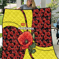 Macedonia Quilt with Red Poppy Flower and Curved Panel Design - Wonder Print Shop