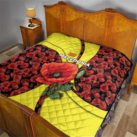 Macedonia Quilt with Red Poppy Flower and Curved Panel Design - Wonder Print Shop