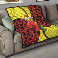 Macedonia Quilt with Red Poppy Flower and Curved Panel Design - Wonder Print Shop