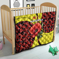Macedonia Quilt with Red Poppy Flower and Curved Panel Design - Wonder Print Shop