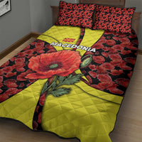 Macedonia Quilt Bed Set with Red Poppy Flower and Curved Panel Design - Wonder Print Shop