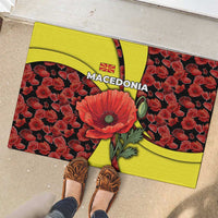 Macedonia Rubber Doormat with Red Poppy Flower and Curved Panel Design - Wonder Print Shop