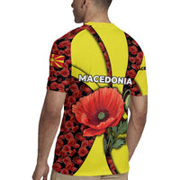 Macedonia Rugby Jersey with Red Poppy Flower and Curved Panel Design - Wonder Print Shop