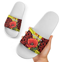 Macedonia Slide Sandals with Red Poppy Flower and Curved Panel Design - Wonder Print Shop