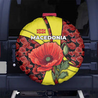 Macedonia Spare Tire Cover with Red Poppy Flower and Curved Panel Design - Wonder Print Shop
