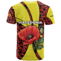 Macedonia T Shirt with Red Poppy Flower and Curved Panel Design - Wonder Print Shop