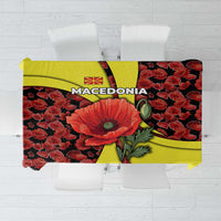 Macedonia Tablecloth with Red Poppy Flower and Curved Panel Design - Wonder Print Shop