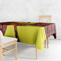 Macedonia Tablecloth with Red Poppy Flower and Curved Panel Design - Wonder Print Shop