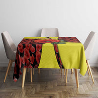 Macedonia Tablecloth with Red Poppy Flower and Curved Panel Design - Wonder Print Shop