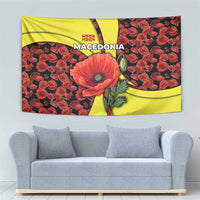 Macedonia Tapestry with Red Poppy Flower and Curved Panel Design - Wonder Print Shop