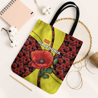 Macedonia Tote Bag with Red Poppy Flower and Curved Panel Design - Wonder Print Shop