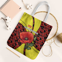 Macedonia Tote Bag with Red Poppy Flower and Curved Panel Design - Wonder Print Shop