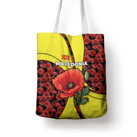Macedonia Tote Bag with Red Poppy Flower and Curved Panel Design - Wonder Print Shop