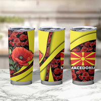 Macedonia Tumbler Cup with Red Poppy Flower and Curved Panel Design - Wonder Print Shop