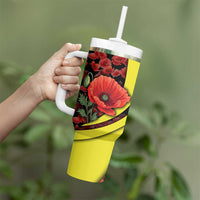 Macedonia Tumbler With Handle with Red Poppy Flower and Curved Panel Design - Wonder Print Shop