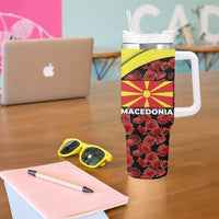 Macedonia Tumbler With Handle with Red Poppy Flower and Curved Panel Design - Wonder Print Shop