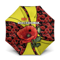 Macedonia Umbrella with Red Poppy Flower and Curved Panel Design - Wonder Print Shop