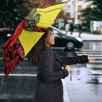 Macedonia Umbrella with Red Poppy Flower and Curved Panel Design - Wonder Print Shop