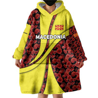 Macedonia Wearable Blanket Hoodie with Red Poppy Flower and Curved Panel Design - Wonder Print Shop