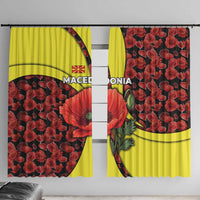 Macedonia Window Curtain with Red Poppy Flower and Curved Panel Design - Wonder Print Shop