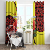 Macedonia Window Curtain with Red Poppy Flower and Curved Panel Design - Wonder Print Shop