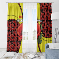 Macedonia Window Curtain with Red Poppy Flower and Curved Panel Design - Wonder Print Shop
