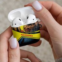 Macedonia AirPods Case with Forest Wolf and Sunset Silhouette Design - Wonder Print Shop