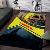 Macedonia Area Rug with Forest Wolf and Sunset Silhouette Design - Wonder Print Shop