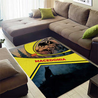 Macedonia Area Rug with Forest Wolf and Sunset Silhouette Design - Wonder Print Shop
