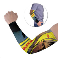 Macedonia Arm Sleeves with Forest Wolf and Sunset Silhouette Design - Wonder Print Shop