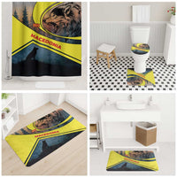 Macedonia Bathroom Set with Forest Wolf and Sunset Silhouette Design - Wonder Print Shop