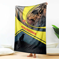 Macedonia Blanket with Forest Wolf and Sunset Silhouette Design - Wonder Print Shop
