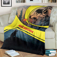 Macedonia Blanket with Forest Wolf and Sunset Silhouette Design - Wonder Print Shop