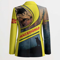 Macedonia Blazer with Forest Wolf and Sunset Silhouette Design - Wonder Print Shop
