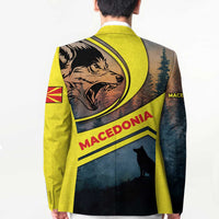 Macedonia Blazer with Forest Wolf and Sunset Silhouette Design - Wonder Print Shop