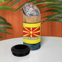 Macedonia 4 in 1 Can Cooler Tumbler with Forest Wolf and Sunset Silhouette Design - Wonder Print Shop