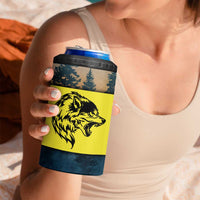Macedonia 4 in 1 Can Cooler Tumbler with Forest Wolf and Sunset Silhouette Design - Wonder Print Shop