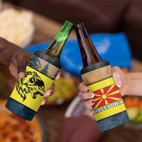 Macedonia 4 in 1 Can Cooler Tumbler with Forest Wolf and Sunset Silhouette Design - Wonder Print Shop