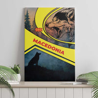 Macedonia Canvas Wall Art with Forest Wolf and Sunset Silhouette Design - Wonder Print Shop