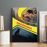 Macedonia Canvas Wall Art with Forest Wolf and Sunset Silhouette Design - Wonder Print Shop