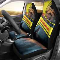Macedonia Car Seat Cover with Forest Wolf and Sunset Silhouette Design - Wonder Print Shop