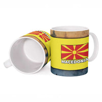 Macedonia Ceramic Mug with Forest Wolf and Sunset Silhouette Design - Wonder Print Shop